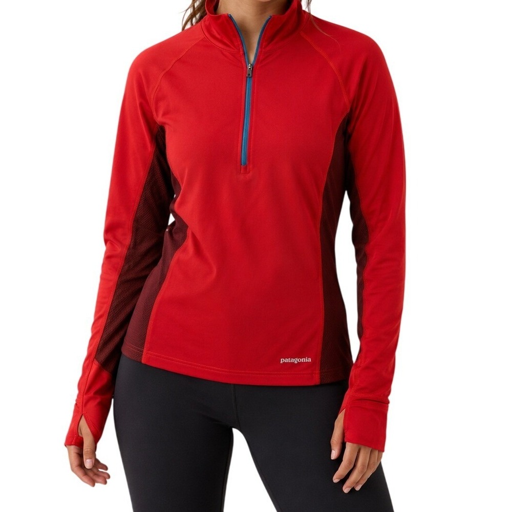 Patagonia‎ Red Quarter Zip Long Sleeve Athletic Pullover Women's Small